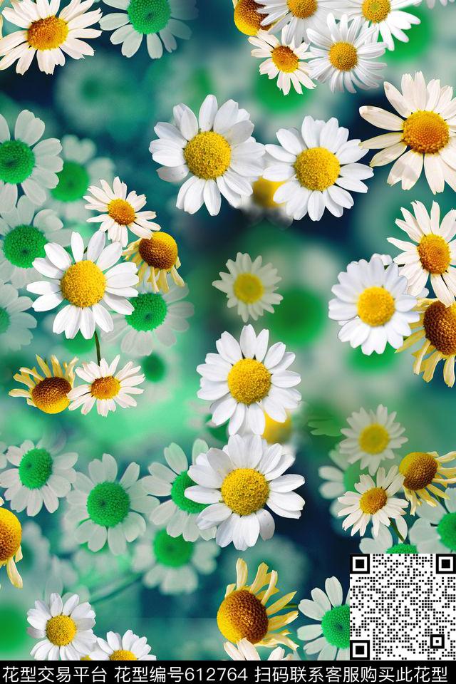花卉雏菊小花数码印花华亿平台下载（图片编号: 612764） - 瓦栏（Walan）