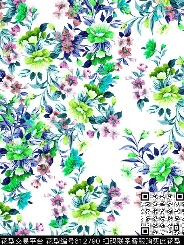 时尚几何花朵数码印花华亿平台下载（图片编号: 612790） - 瓦栏（Walan）