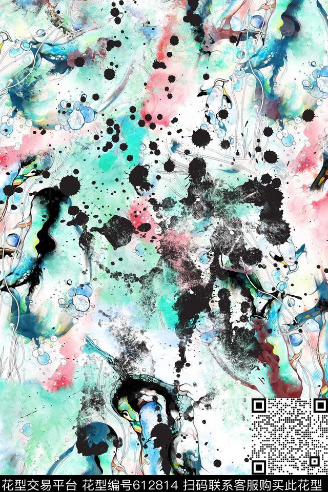 肌理纹滴墨抽象纹理数码印花华亿平台下载（图片编号: 612814） - 瓦栏（Walan）