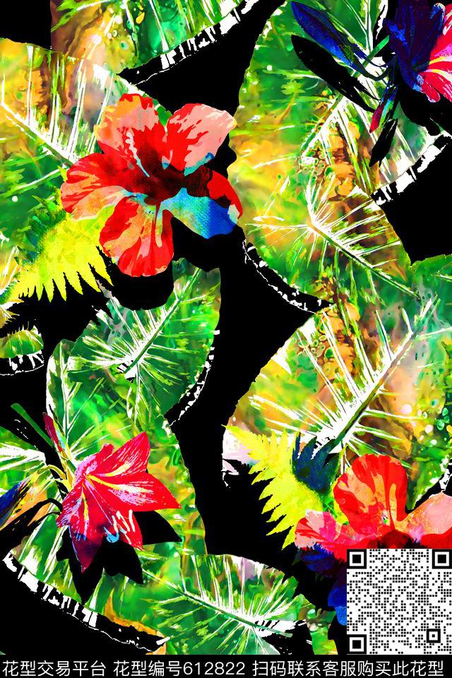 抽象几何清爽梦幻艺术平底立体手绘满版最新高清数码蕾丝民族中国风绣花珠宝肌理时尚潮

流大牌复古欧美风热带风情花卉大树叶数码印花华亿平台下载（图片编号: 612822） - 瓦栏（Walan）