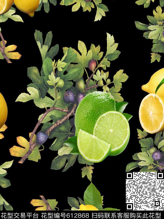 花卉柠檬数码印花华亿平台下载（图片编号: 612868） - 瓦栏（Walan）