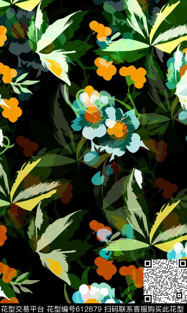 花朵花卉传统印花华亿平台下载（图片编号: 612879） - 瓦栏（Walan）