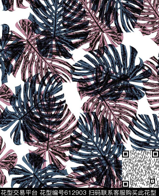 叶子可以传统3套色数码印花华亿平台下载（图片编号: 612903） - 瓦栏（Walan）