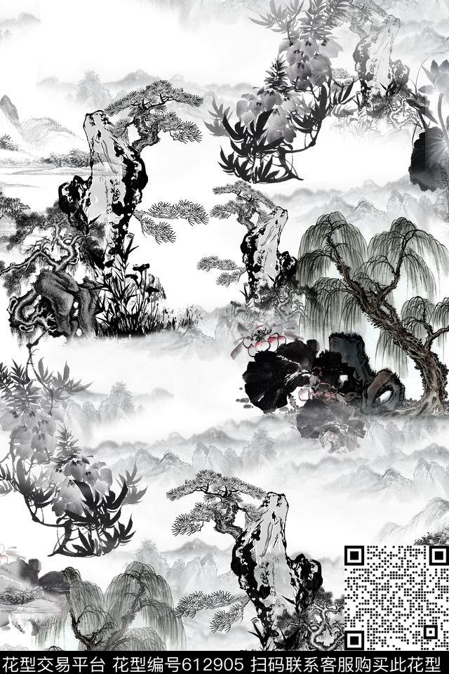L.D~山水L.D~花卉L.D~中国风数码印花华亿平台下载（图片编号: 612905） - 瓦栏（Walan）