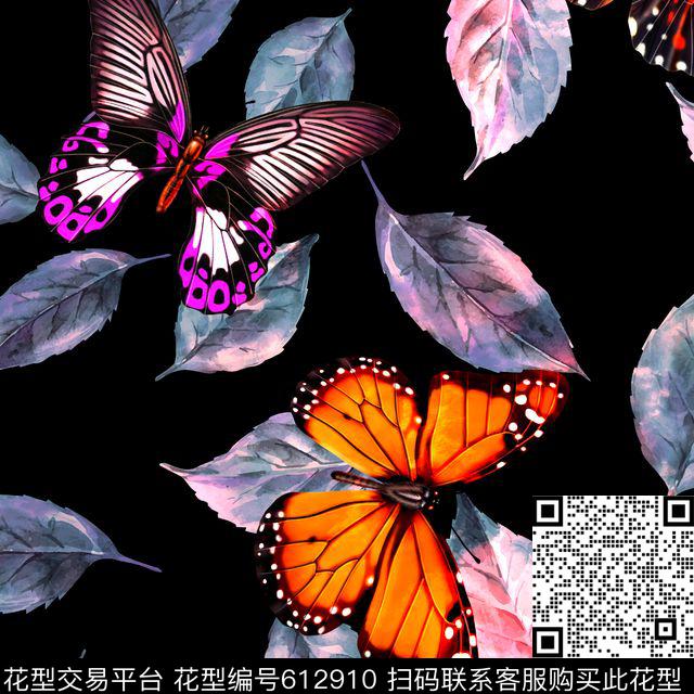 蝴蝶树叶叶子数码印花华亿平台下载（图片编号: 612910） - 瓦栏（Walan）