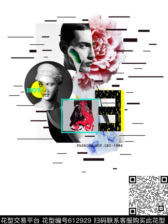 人物花卉石膏像拼图数码印花华亿平台下载（图片编号: 612929） - 瓦栏（Walan）