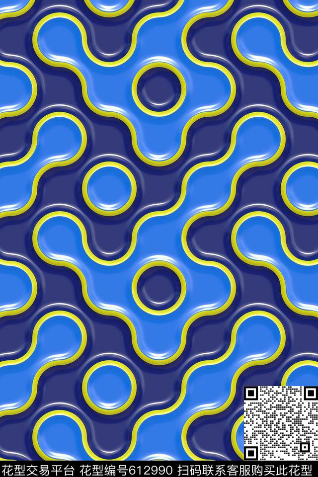抽象几何立体数码印花华亿平台下载（图片编号: 612990） - 瓦栏（Walan）