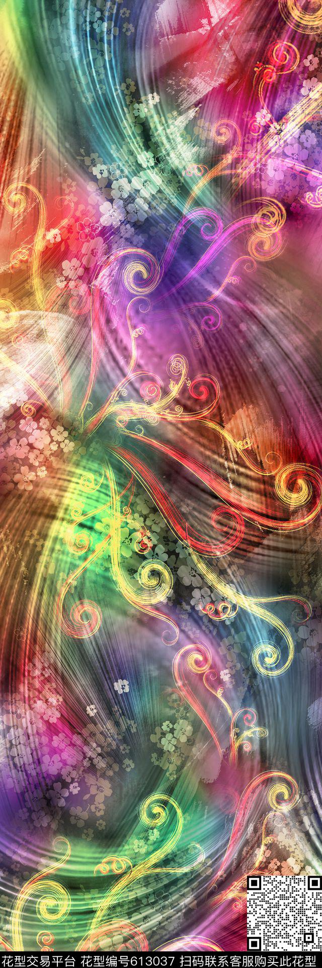 东南亚线条抽象数码印花华亿平台下载（图片编号: 613037） - 瓦栏（Walan）