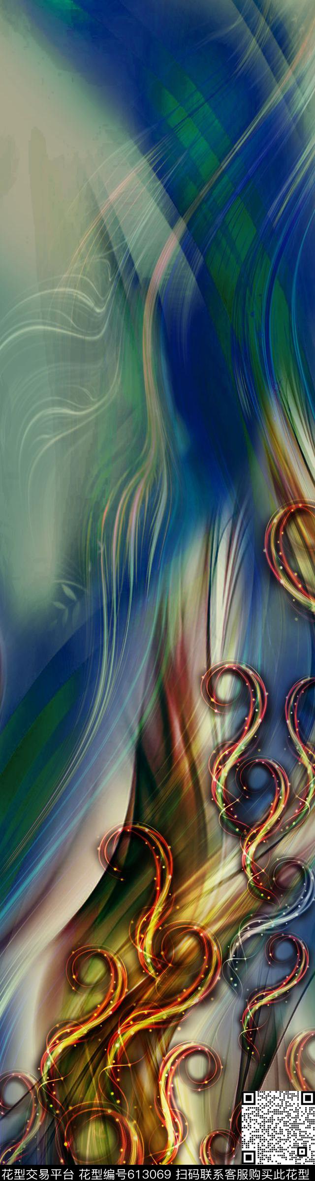 东南亚抽象艺术数码印花华亿平台下载（图片编号: 613069） - 瓦栏（Walan）