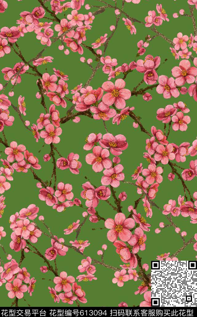 中国风水墨花水彩花数码印花华亿平台下载（图片编号: 613094） - 瓦栏（Walan）