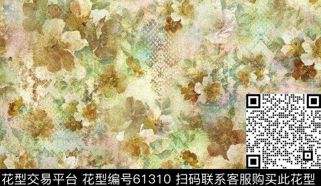 氤氲朦胧花卉数码印花华亿平台下载（图片编号: 61310） - 瓦栏（Walan）