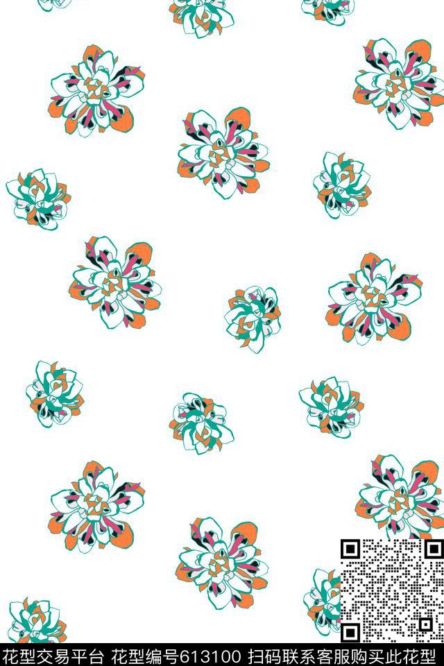 花卉传统印花华亿平台下载（图片编号: 613100） - 瓦栏（Walan）