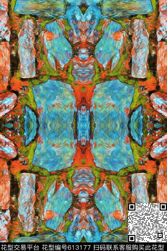 休闲创意手绘数码印花华亿平台下载（图片编号: 613177） - 瓦栏（Walan）