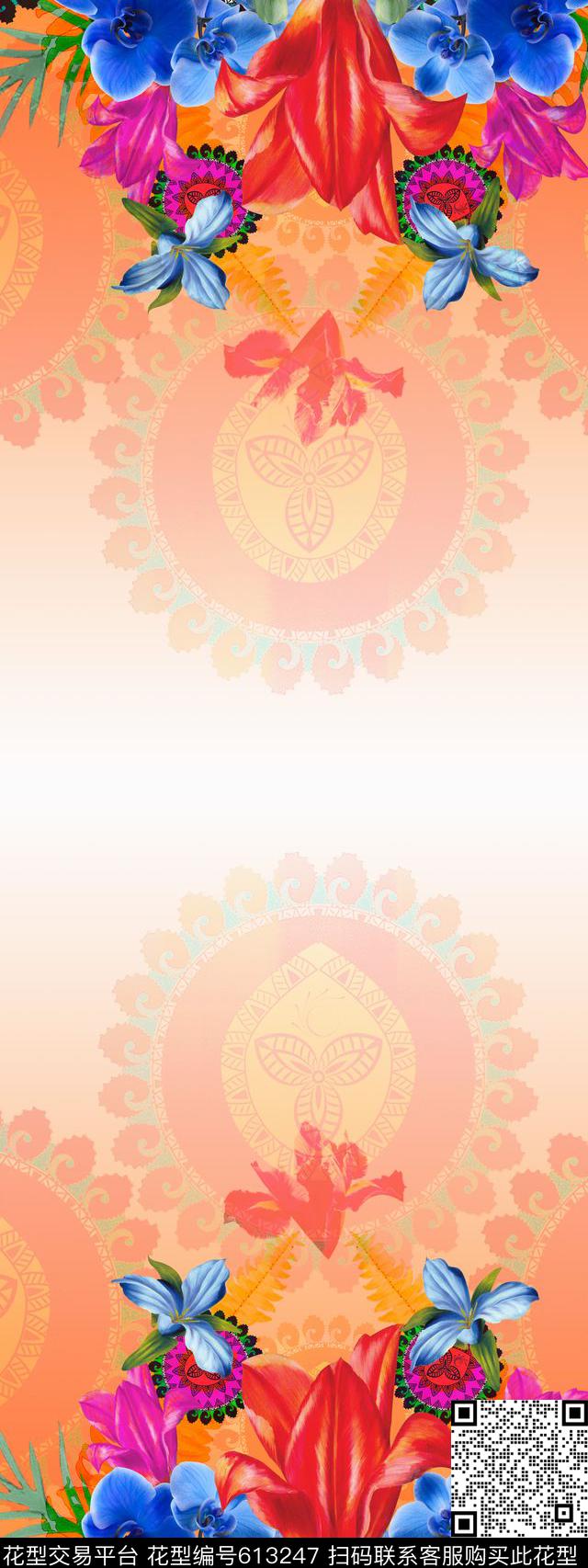 围巾华亿平台双边定位花卉数码印花华亿平台下载（图片编号: 613247） - 瓦栏（Walan）