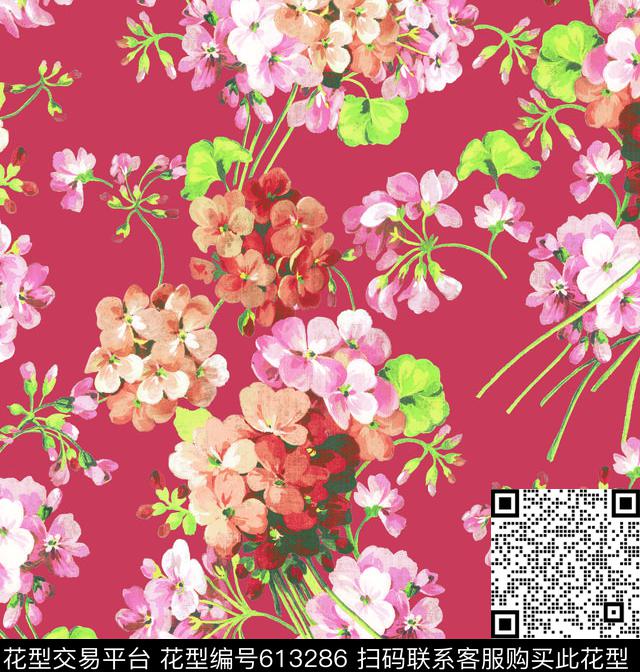 水墨花手绘小碎花大花数码印花华亿平台下载（图片编号: 613286） - 瓦栏（Walan）