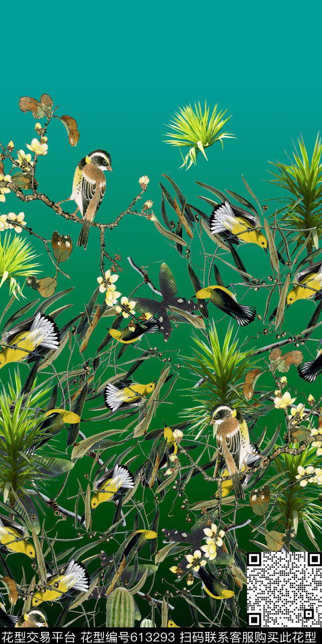 写实复古树叶数码印花华亿平台下载（图片编号: 613293） - 瓦栏（Walan）