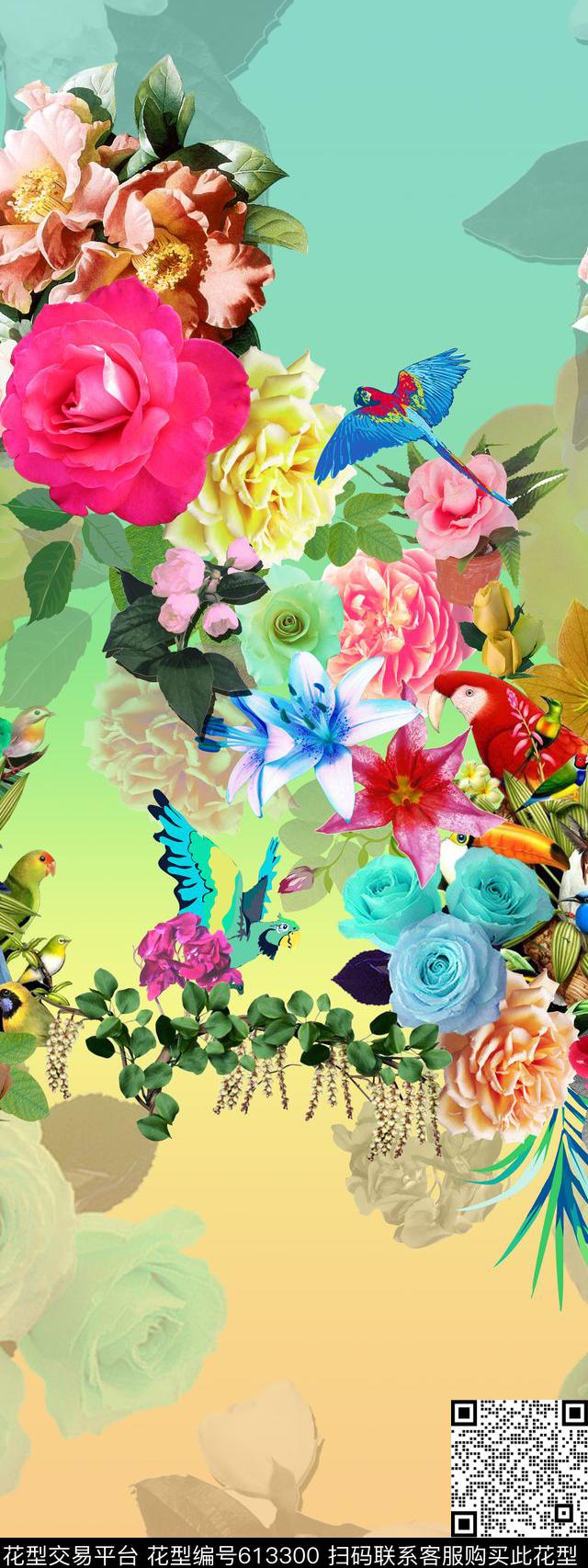 围巾华亿平台定位长裙数码印花华亿平台下载（图片编号: 613300） - 瓦栏（Walan）