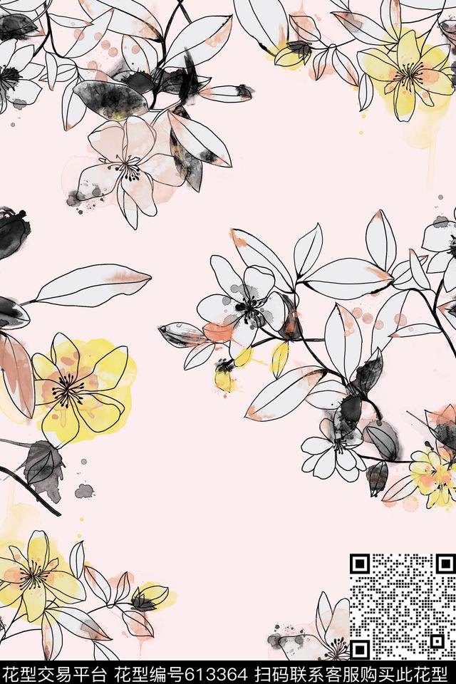 小碎花大花花卉传统印花华亿平台下载（图片编号: 613364） - 瓦栏（Walan）