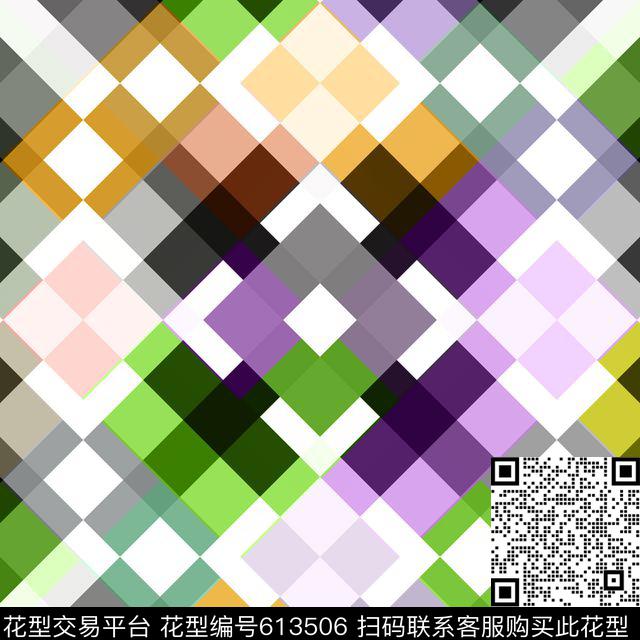 时尚几何菱形色块数码印花华亿平台下载（图片编号: 613506） - 瓦栏（Walan）