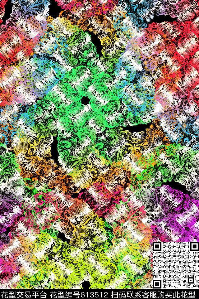 蕾丝五彩满版传统印花华亿平台下载（图片编号: 613512） - 瓦栏（Walan）