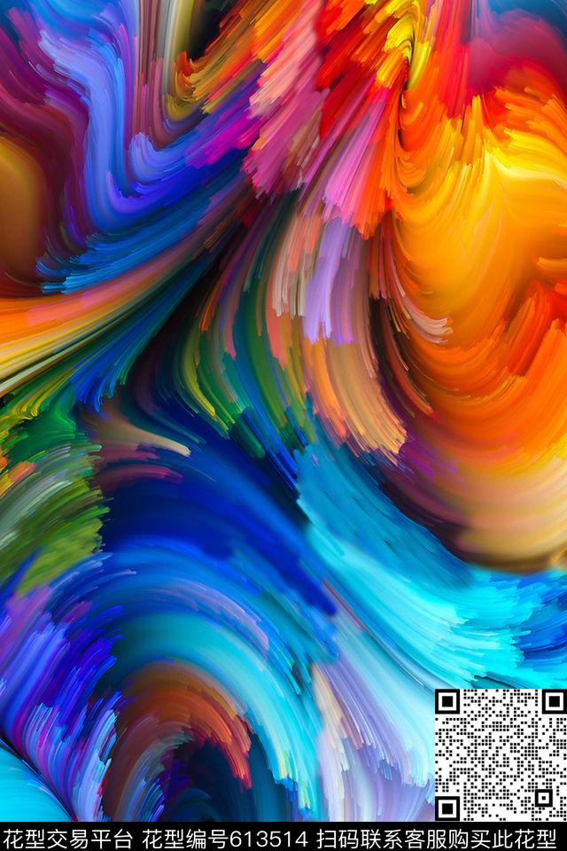 几何数码炫彩肌理分形图形数码印花华亿平台下载（图片编号: 613514） - 瓦栏（Walan）