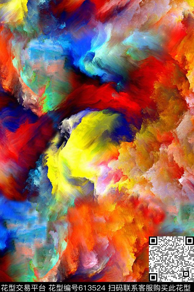 彩云炫彩肌理斑斓色彩数码印花华亿平台下载（图片编号: 613524） - 瓦栏（Walan）