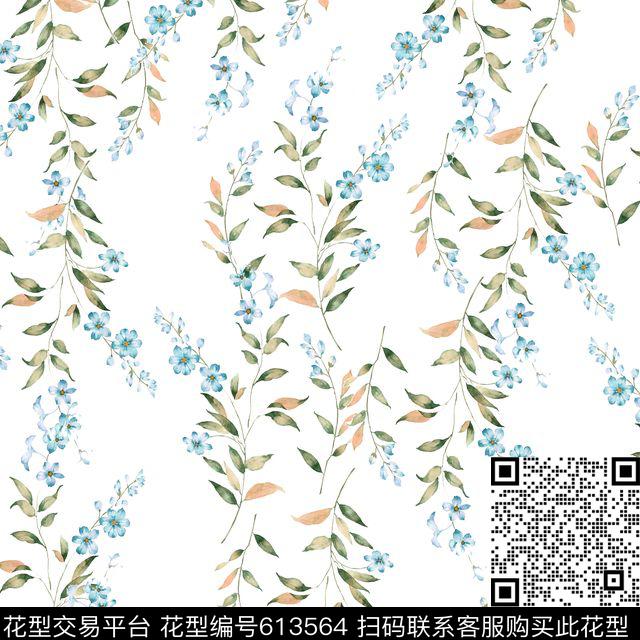 花朵水墨小碎花花卉数码印花华亿平台下载（图片编号: 613564） - 瓦栏（Walan）