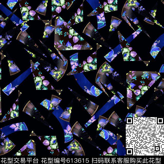 不规则几何三角形几何切片花卉数码印花华亿平台下载（图片编号: 613615） - 瓦栏（Walan）