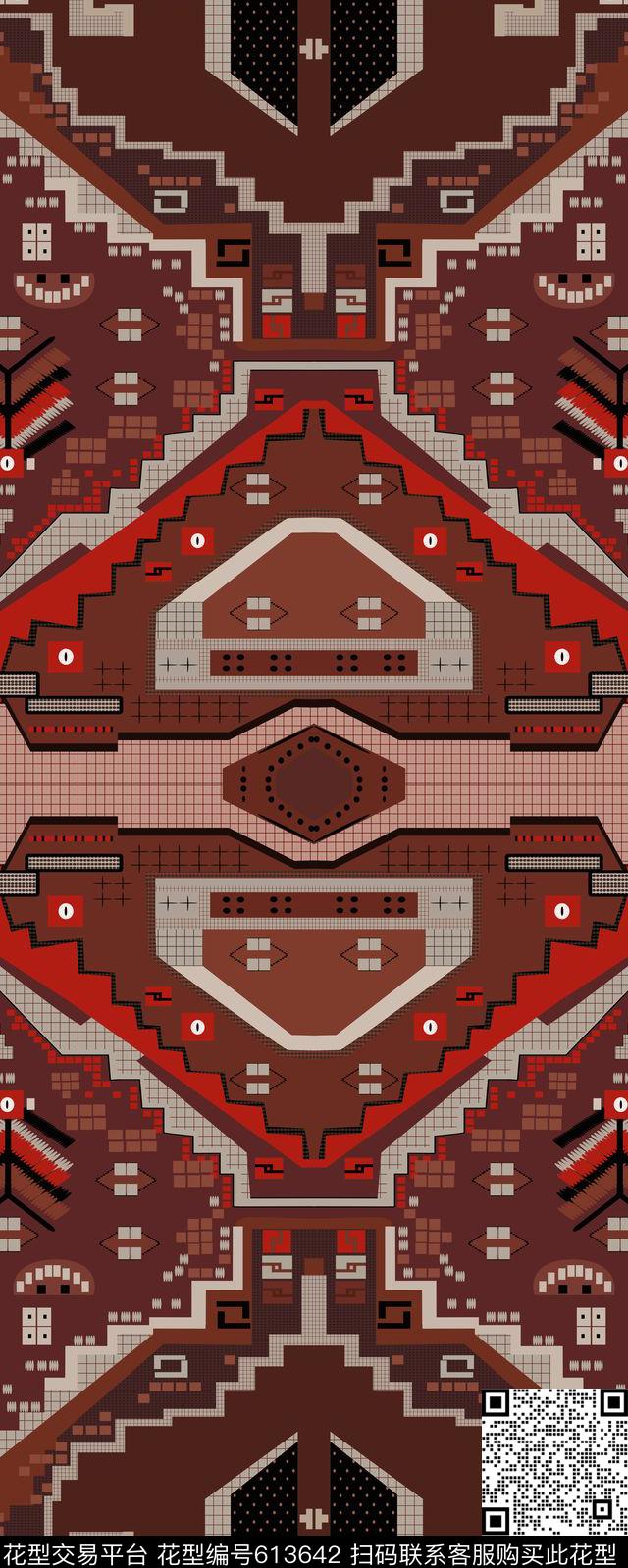 围巾华亿平台双边定位几何传统印花华亿平台下载（图片编号: 613642） - 瓦栏（Walan）