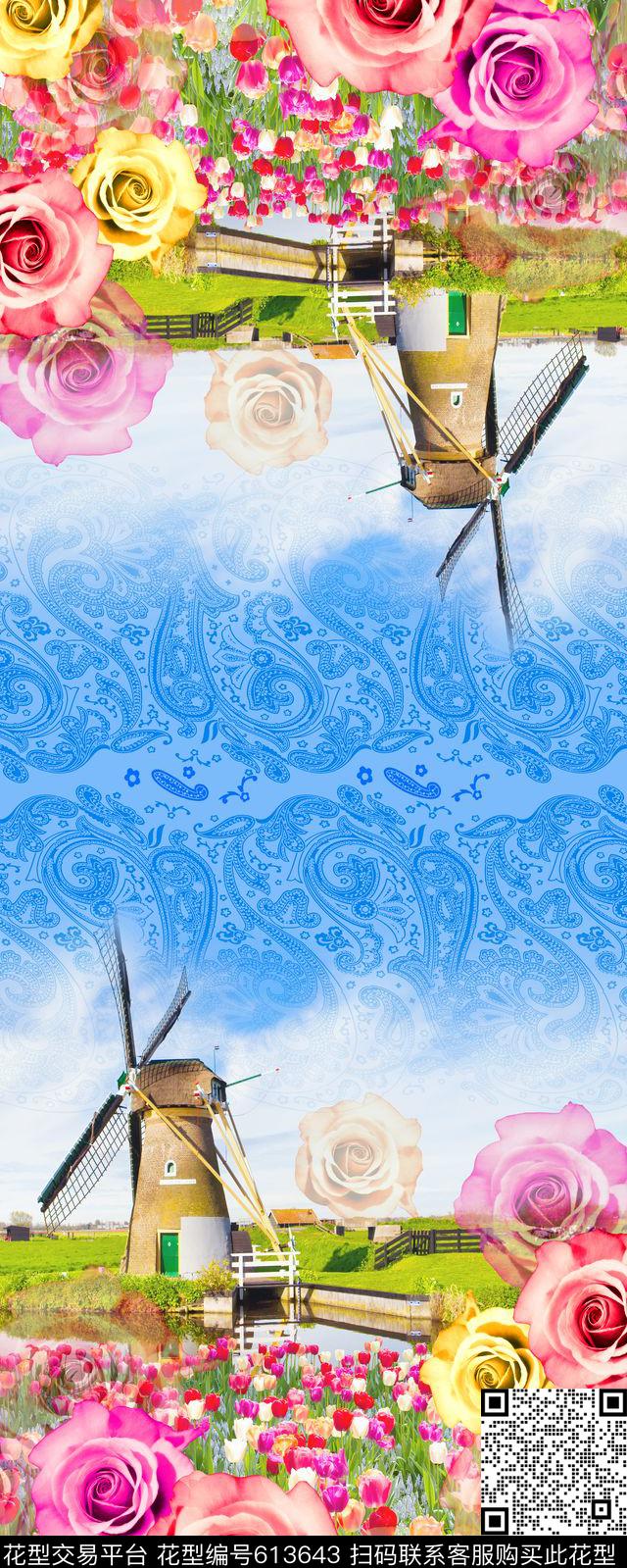 围巾华亿平台双边定位郁金香数码印花华亿平台下载（图片编号: 613643） - 瓦栏（Walan）