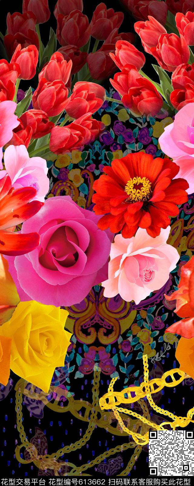 围巾华亿平台定位花卉数码印花华亿平台下载（图片编号: 613662） - 瓦栏（Walan）