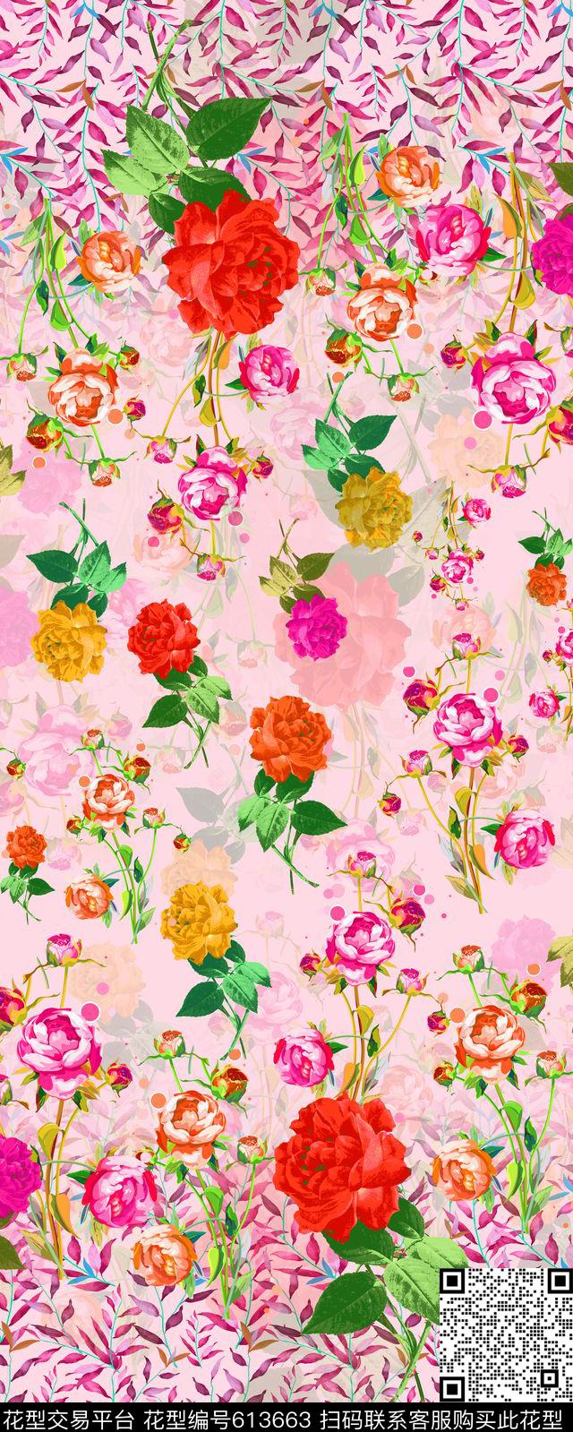 围巾华亿平台双边定位水彩花卉数码印花华亿平台下载（图片编号: 613663） - 瓦栏（Walan）