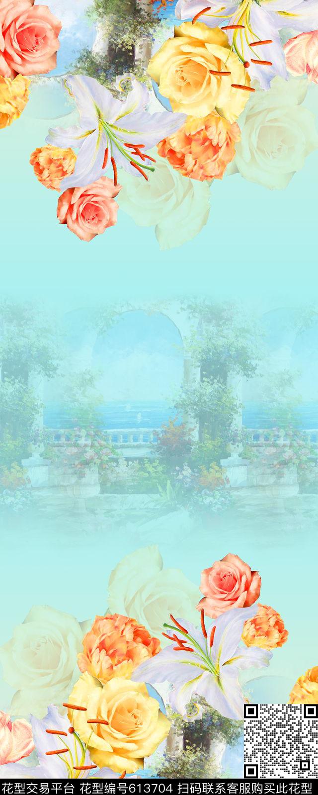 围巾华亿平台双边定位花园数码印花华亿平台下载（图片编号: 613704） - 瓦栏（Walan）