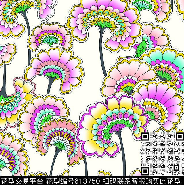 梦幻花卉花纹花卉花卉数码印花华亿平台下载（图片编号: 613750） - 瓦栏（Walan）