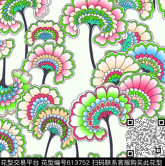 梦幻花卉花纹花卉花卉数码印花华亿平台下载（图片编号: 613752） - 瓦栏（Walan）