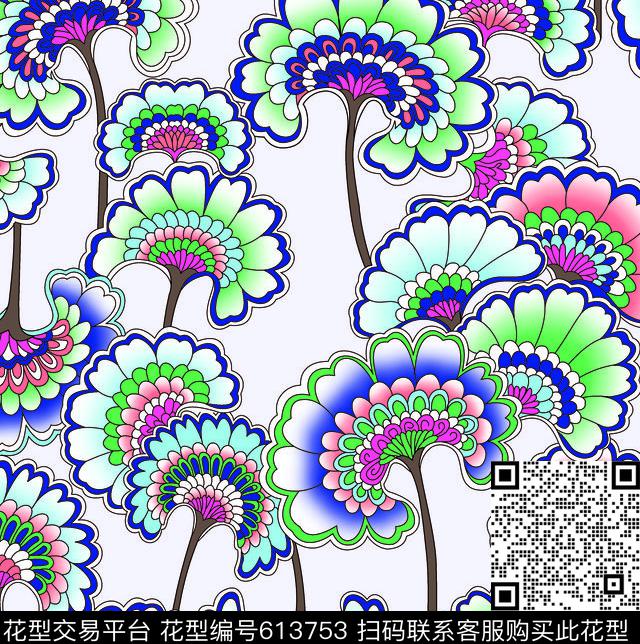 梦幻花卉花纹花卉花卉数码印花华亿平台下载（图片编号: 613753） - 瓦栏（Walan）