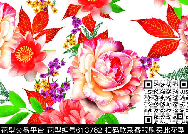 大花牡丹花卉数码印花华亿平台下载（图片编号: 613762） - 瓦栏（Walan）