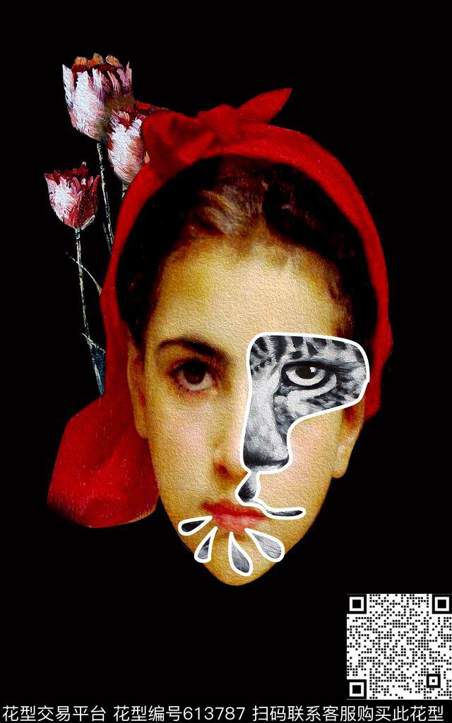 趣味人物女孩数码印花华亿平台下载（图片编号: 613787） - 瓦栏（Walan）