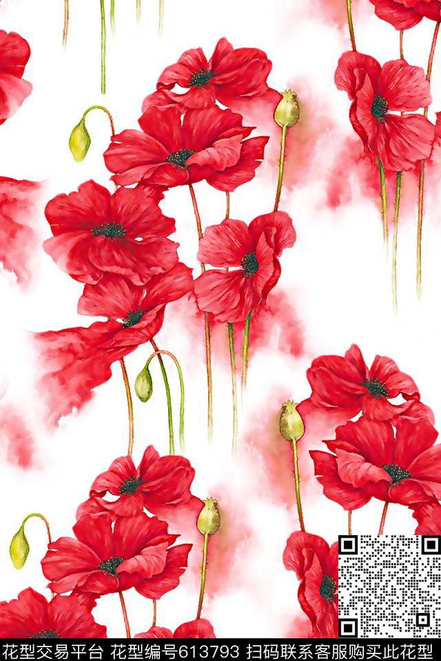 时尚花卉花朵数码印花华亿平台下载（图片编号: 613793） - 瓦栏（Walan）