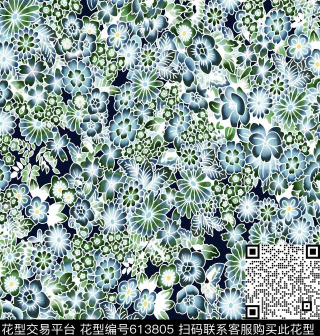 花卉日韩风欧式传统印花华亿平台下载（图片编号: 613805） - 瓦栏（Walan）
