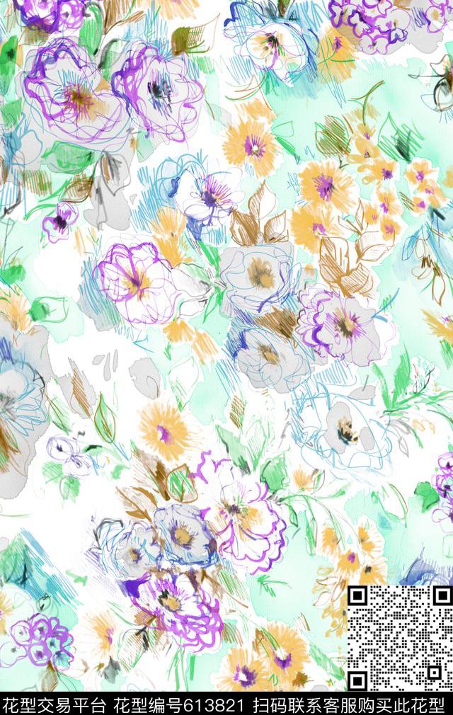 云纹日韩风欧式传统印花华亿平台下载（图片编号: 613821） - 瓦栏（Walan）