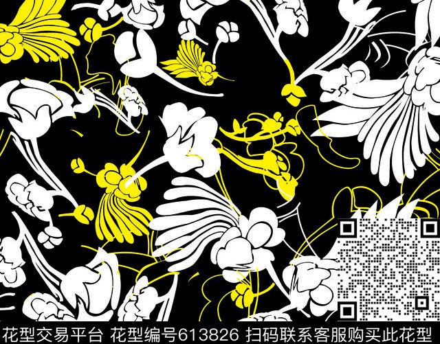 简单花卉花朵花卉传统印花华亿平台下载（图片编号: 613826） - 瓦栏（Walan）