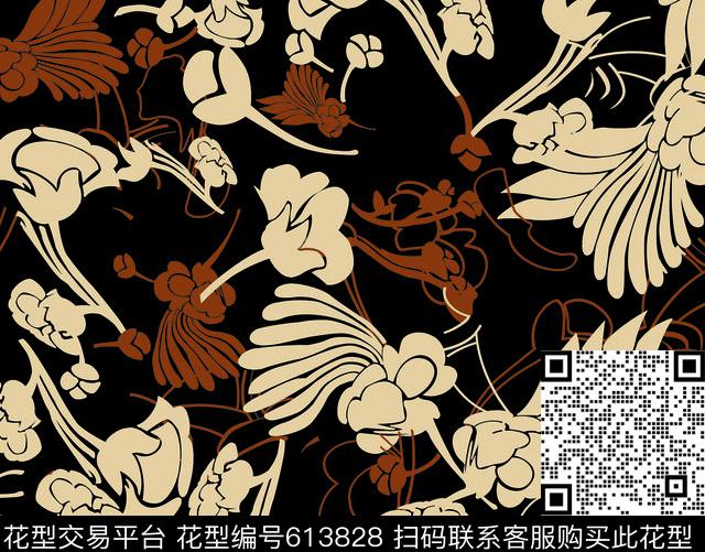 简单花卉花朵花卉传统印花华亿平台下载（图片编号: 613828） - 瓦栏（Walan）