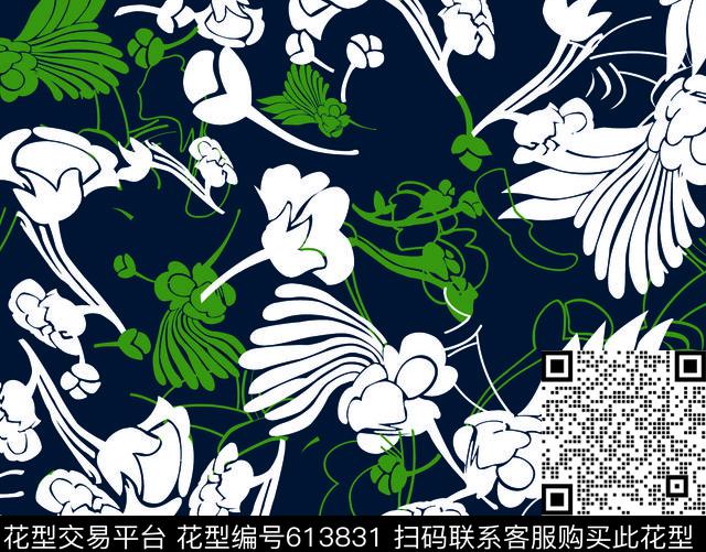 简单花卉花朵花卉传统印花华亿平台下载（图片编号: 613831） - 瓦栏（Walan）