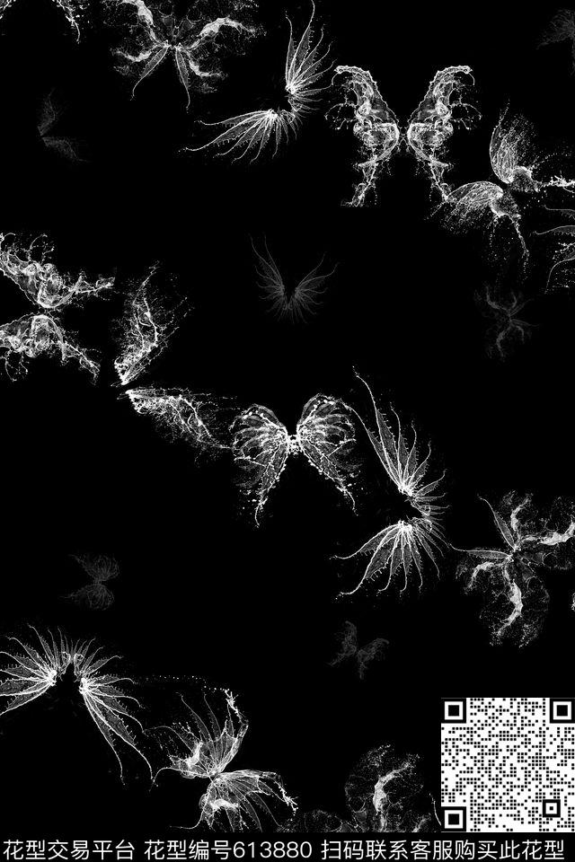 水彩机理蝴蝶时尚印花数码印花华亿平台下载（图片编号: 613880） - 瓦栏（Walan）