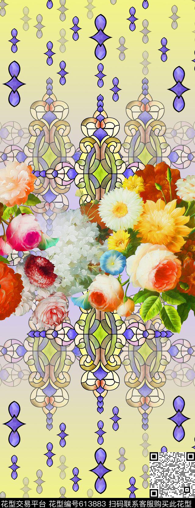 围巾华亿平台双边定位花卉数码印花华亿平台下载（图片编号: 613883） - 瓦栏（Walan）