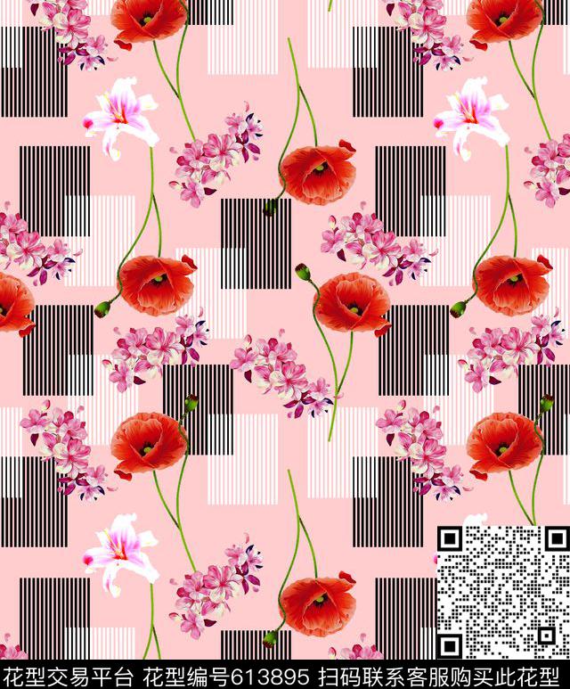 花卉百合花植物数码印花华亿平台下载（图片编号: 613895） - 瓦栏（Walan）