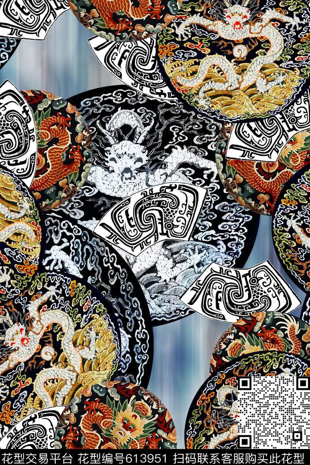 神话图腾民族风数码印花华亿平台下载（图片编号: 613951） - 瓦栏（Walan）