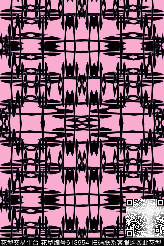 时尚卡通女娃黑红绿数码印花华亿平台下载（图片编号: 613954） - 瓦栏（Walan）