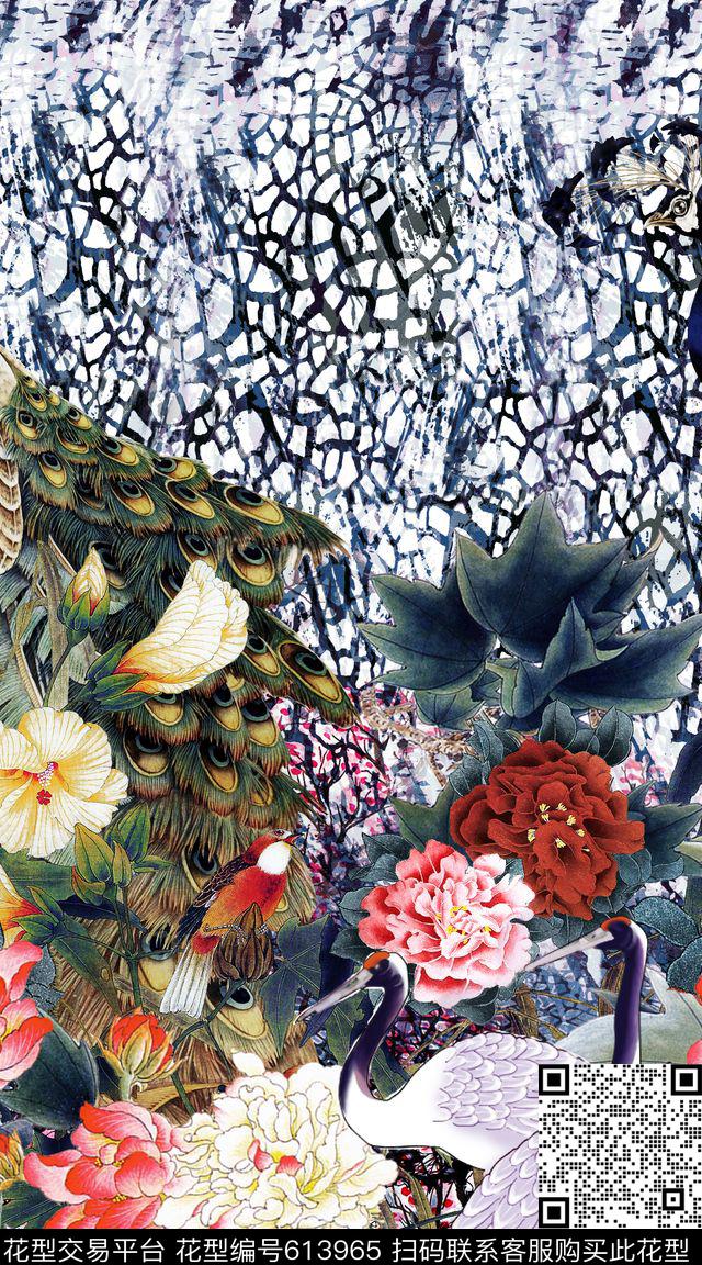 定位中国风花卉数码印花华亿平台下载（图片编号: 613965） - 瓦栏（Walan）